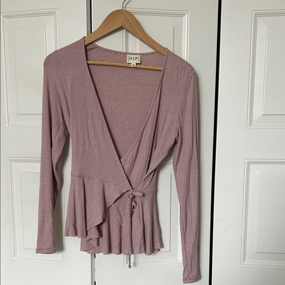 LF Women's Mauve Striped Wrap Blouse